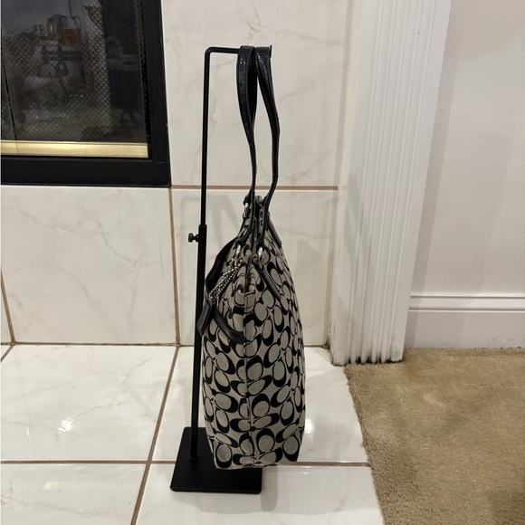 Coach F28504 Signature Stripe Tote Black Gray - Picture 9 of 11